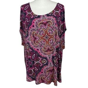 db Women’s Pullover Plus Size Top Sz 3X Multi Color Sleeveless Stretch